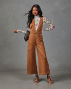 Remy Plunging Faux Suede Overalls