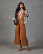 Remy Plunging Faux Suede Overalls