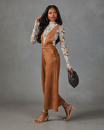 Remy Plunging Faux Suede Overalls