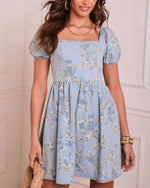 Petal Ease Floral Puff Sleeve Mini Dress