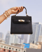 Black % Tracey Structured Top Handle Bag-1