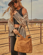 Layton Faux Suede Vegan Leather Buckle Tote Bag