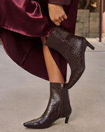Kylie Faux Leather Croc Embossed Ankle Boots