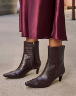 Kylie Faux Leather Croc Embossed Ankle Boots