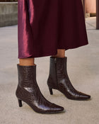 Kylie Faux Leather Croc Embossed Ankle Boots