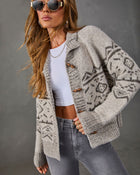 Cozy Welcome Knit Fair Isle Mock Neck Cardigan