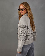 Cozy Welcome Knit Fair Isle Mock Neck Cardigan
