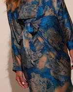 Blue/Multi % Kadence Wrap Satin Midi Dress-2