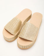 Gold % Ashlen Raffia Platform Sandals-2