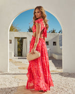 Red % Carlita Ruffle Cutout Maxi Dress-4