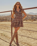 Peggie Smocked Plaid Mini Dress