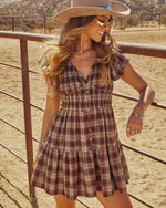 Peggie Smocked Plaid Mini Dress