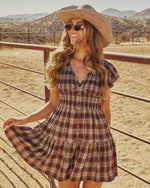 Peggie Smocked Plaid Mini Dress