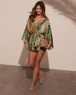 Emerald % Palm Canyon Satin Tie Waist Romper-5