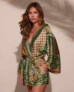 Emerald % Palm Canyon Satin Tie Waist Romper-3