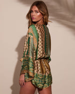 Emerald % Palm Canyon Satin Tie Waist Romper-4