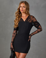 Opening Night Lace Sleeve Mini Dress