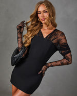 Opening Night Lace Sleeve Mini Dress