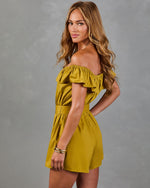 Palm Reverie Cotton Belted Romper