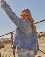 Claudine Denim Corduroy Trim Barn Jacket