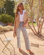 Tan/Cream % Classic Muse Hooded Blazer-2