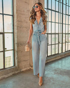 Rowene Waist Tie Denim Jumpsuit