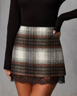 Hawthorne Lace Trim Plaid Mini Skirt