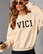 Cream % VICI Summit Graphic Fleece Sweatshirt-5