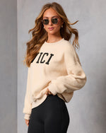 Cream % VICI Summit Graphic Fleece Sweatshirt-3