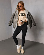 Cream % VICI Summit Graphic Fleece Sweatshirt-2