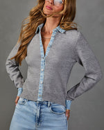 Laney Knit Contrast Denim Trim Sweater
