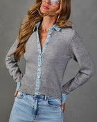 Laney Knit Contrast Denim Trim Sweater