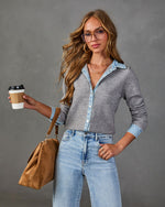 Laney Knit Contrast Denim Trim Sweater