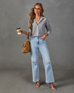 Laney Knit Contrast Denim Trim Sweater
