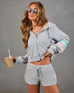 Seloria Striped Sleeve Drawstring Hoodie
