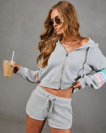 Seloria Striped Sleeve Drawstring Hoodie