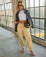 Yellow % Forward Feeling Satin Joggers-5