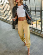 Yellow % Forward Feeling Satin Joggers-3