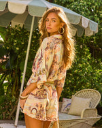 Multi % Out And About Printed Waist Tie Romper-4