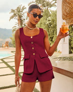 Ninah Button Down Vested Romper