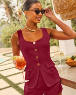 Ninah Button Down Vested Romper