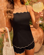 Seaside Cove Contrast Scallop Trim Romper