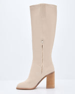 Light Grey % Always Here Block Heel Knee High Boots-4