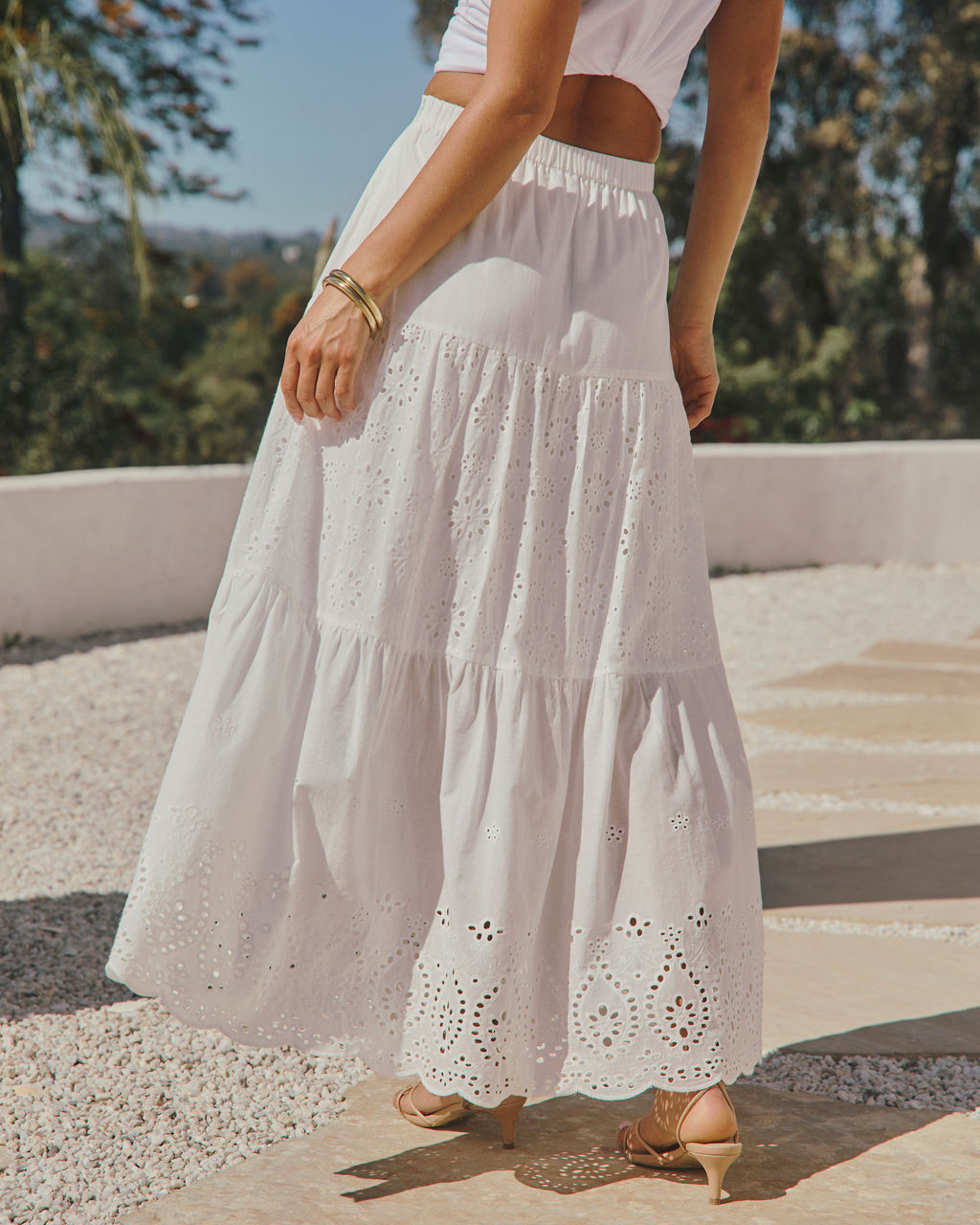 Santorini Breeze Eyelet Maxi Skirt – VICI
