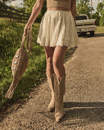 Summer Rodeo Pleated Cotton Mini Skirt