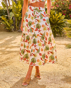 Sea Drift Tropical Print Cotton Maxi Skirt