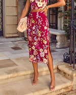 Petal Falls Floral Applique Midi Skirt