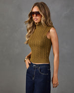 Cinnamon Swirl Turtleneck Cable Knit Sweater