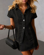 Julania Denim Button Up Top