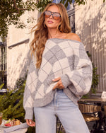 Changing Seasons Knit Argyle Sweater